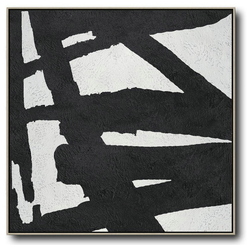 Original Artwork Extra Large Abstract Painting,Oversized Minimal Black And White Painting - Modern Paintings